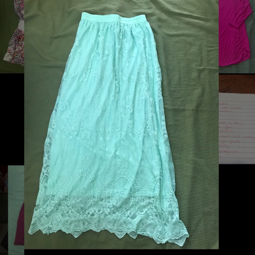 Lacy teal skirt